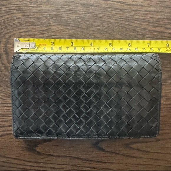 Bottega Veneta Intrecciato Woven Leather Wallet Black Fold Long EUC AUTHENTIC - Picture 13 of 15